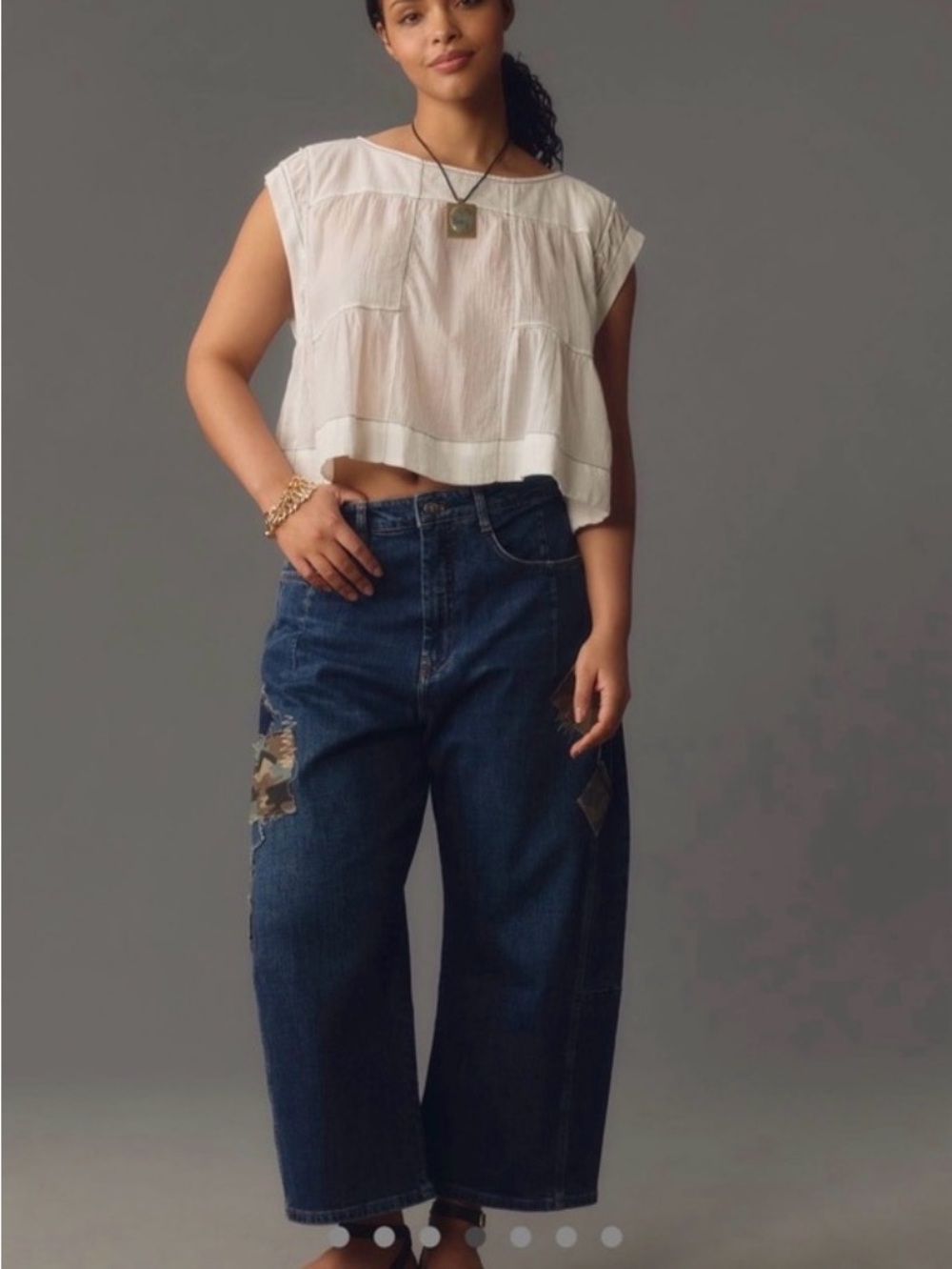 Anthropologie/Pilcro Barrel Patchwork Jeans - Picture 4 of 5